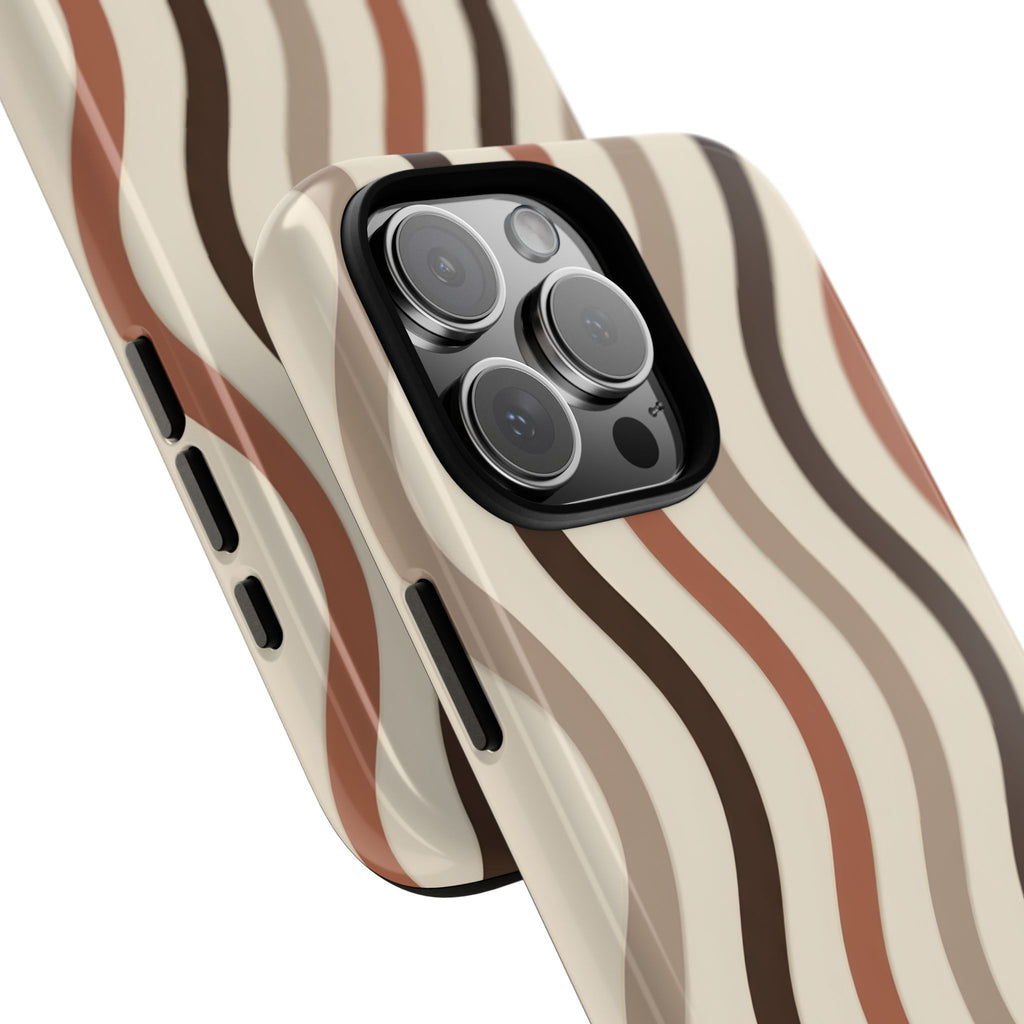 Retro Abstract Wave Tough Phone Case | Warm Neutral Aesthetic