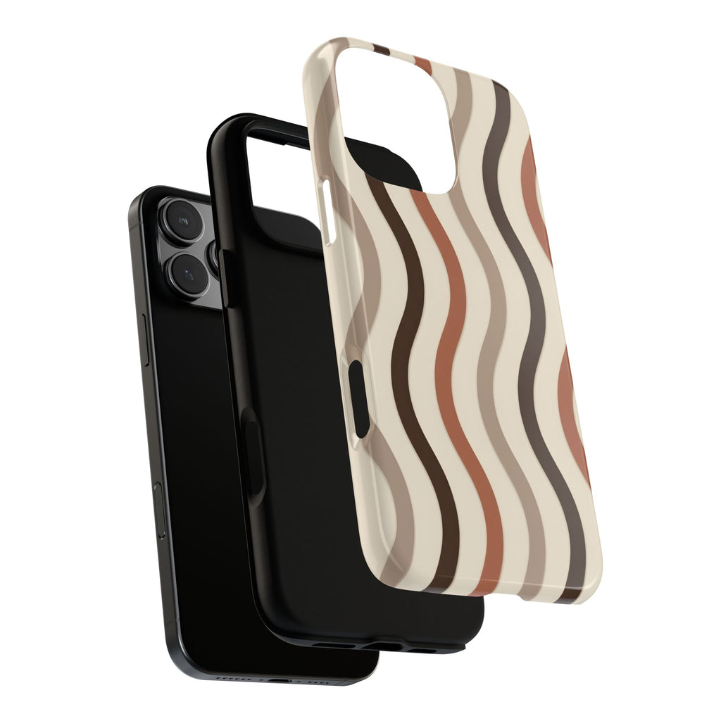 Retro Abstract Wave Tough Phone Case | Warm Neutral Aesthetic