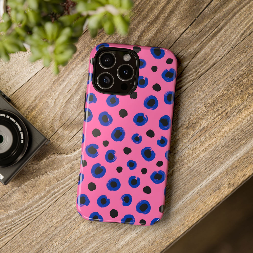 Funky Cheetah Animal Print Tough Phone Case | Bold Pink Aesthetic