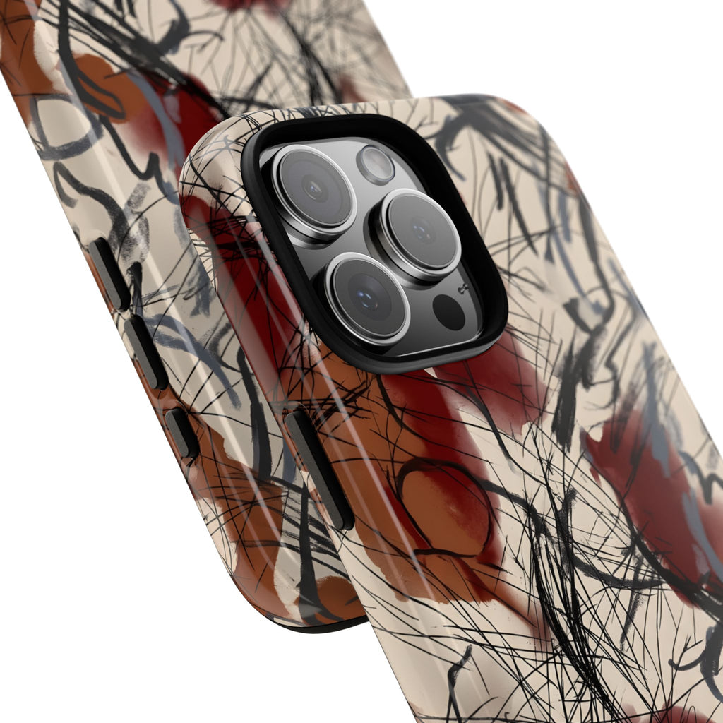 Visceral Threads Abstract Line Art Tough Phone Case | Edgy Modern Aesthetic