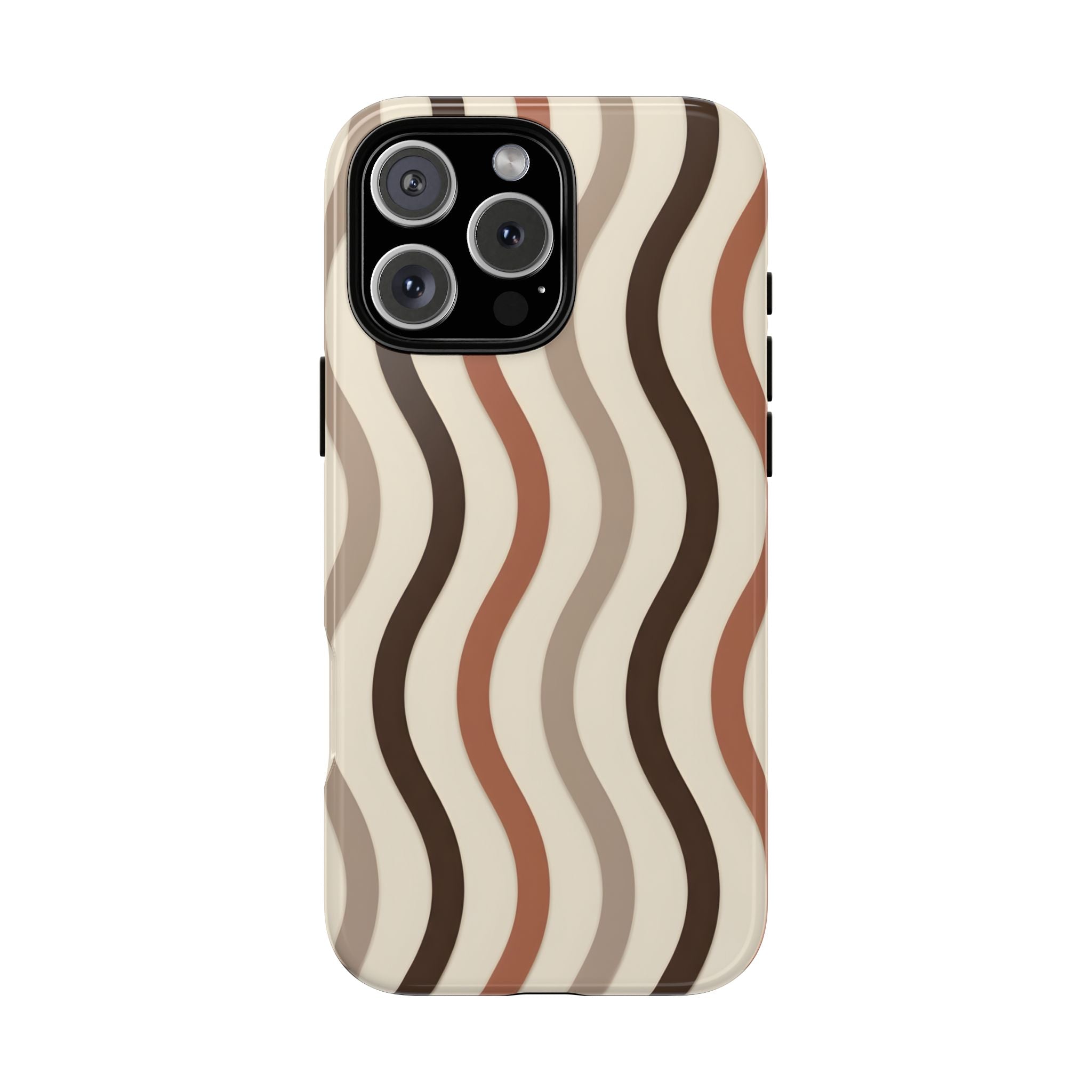 Retro Abstract Wave Tough Phone Case | Warm Neutral Aesthetic