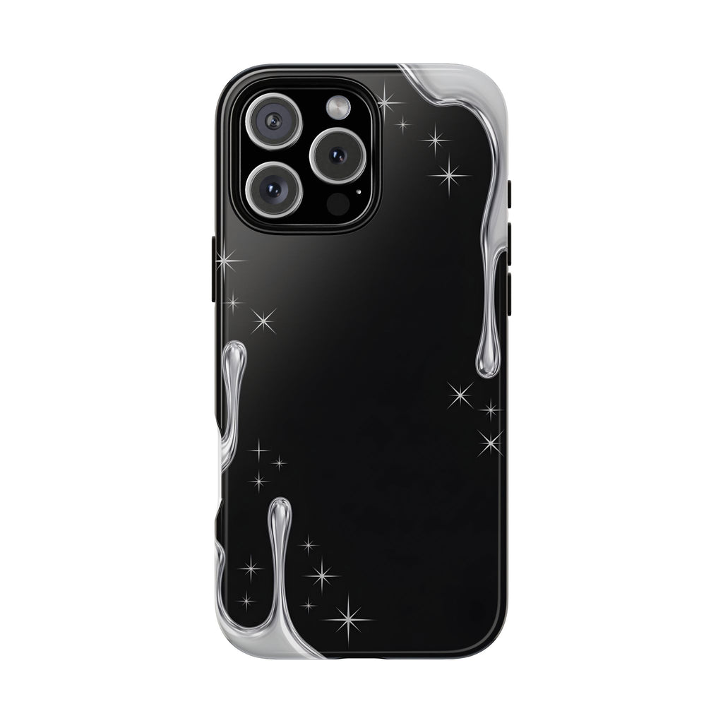 Liquid Chrome Drip Tough Phone Case | Futuristic Cyber Aesthetic