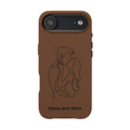 Personalized PU Leather Phone Case — Minimal Couple Line Art Engraved (Custom Names and Design)
