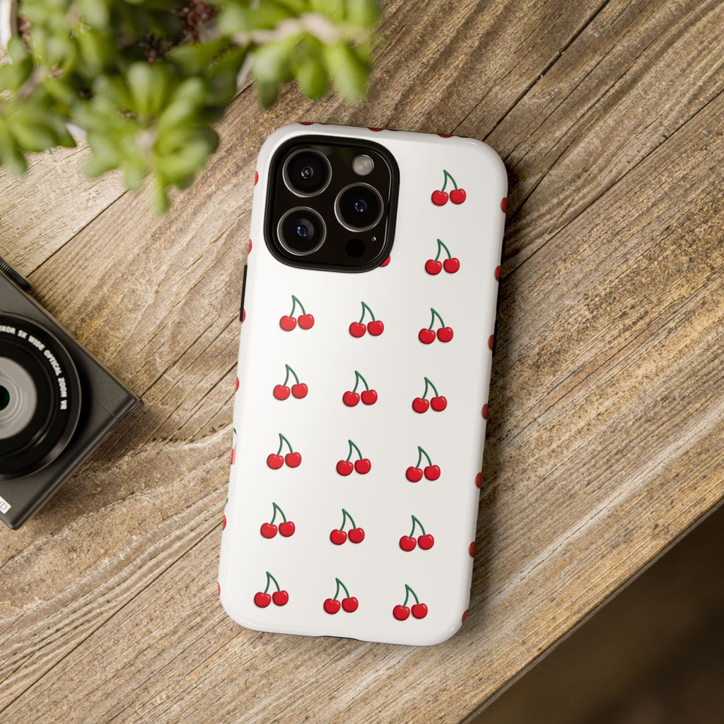Sweet Cherry Pattern Tough Phone Case | Cute Aesthetic & Shockproof Protection