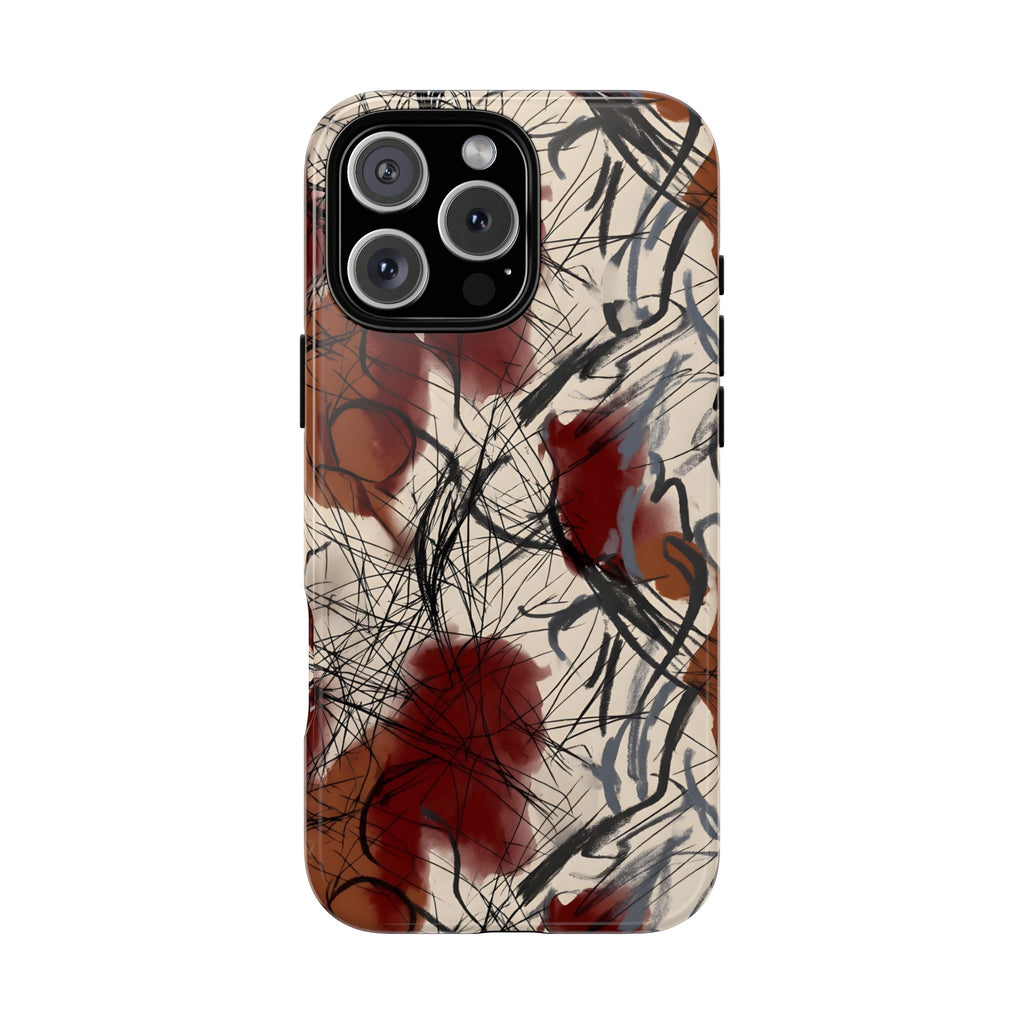 Visceral Threads Abstract Line Art Tough Phone Case | Edgy Modern Aesthetic