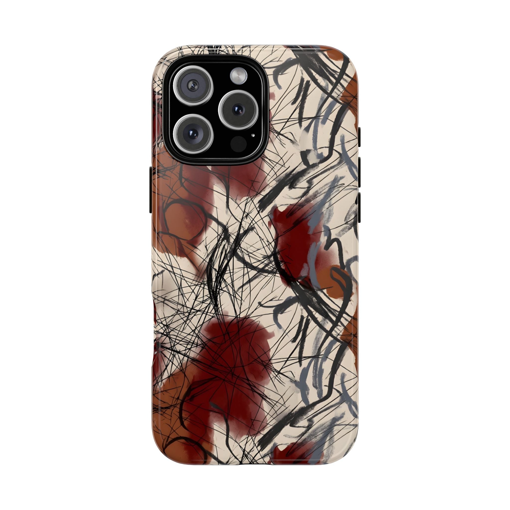 Visceral Threads Abstract Line Art Tough Phone Case | Edgy Modern Aesthetic