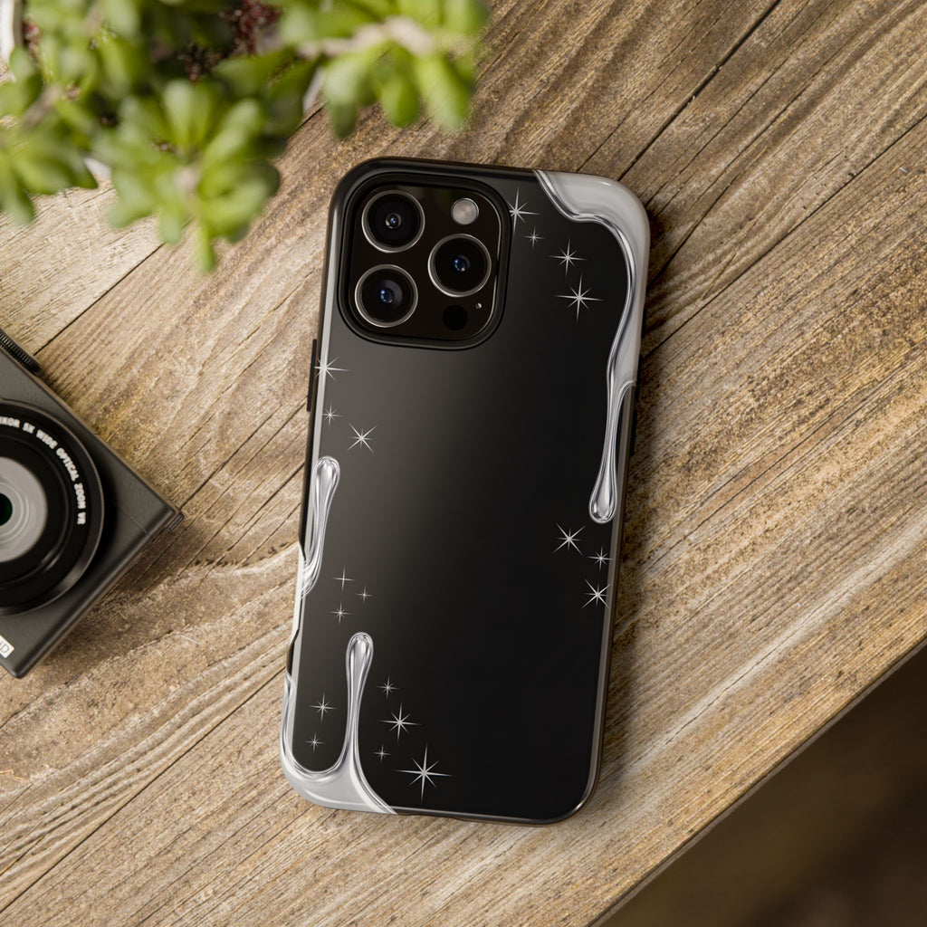 Liquid Chrome Drip Tough Phone Case | Futuristic Cyber Aesthetic