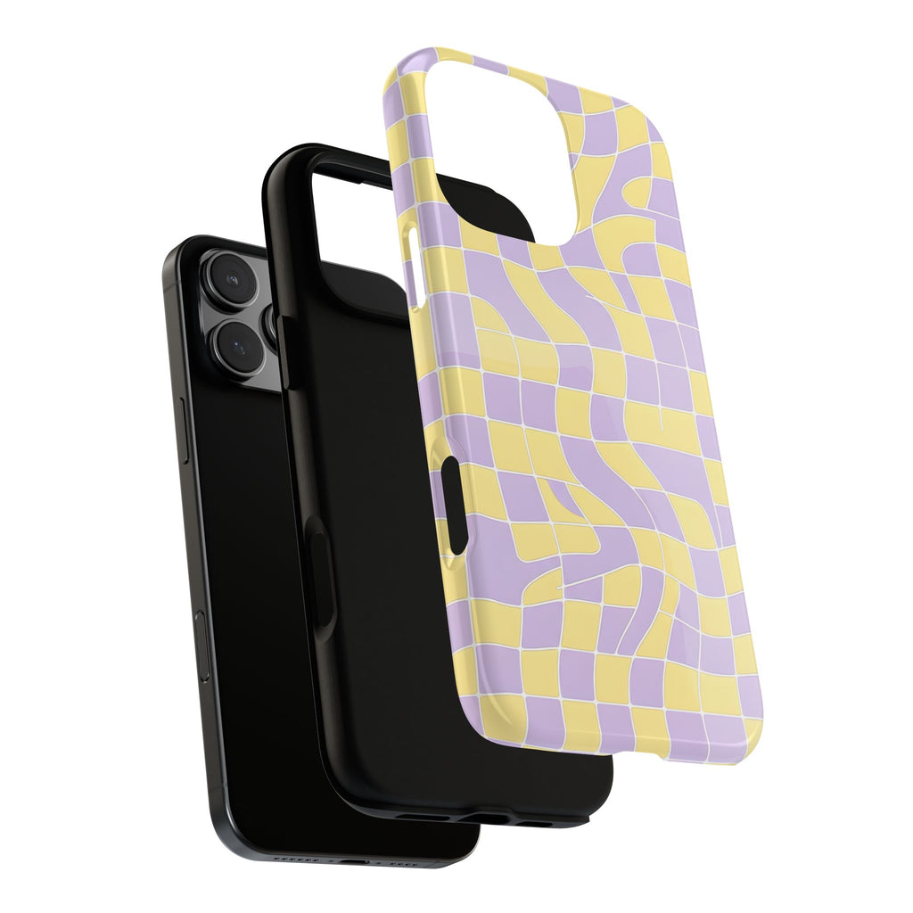 Warped Pastel Checkerboard Tough Phone Case | Wavy Pastel Aesthetic