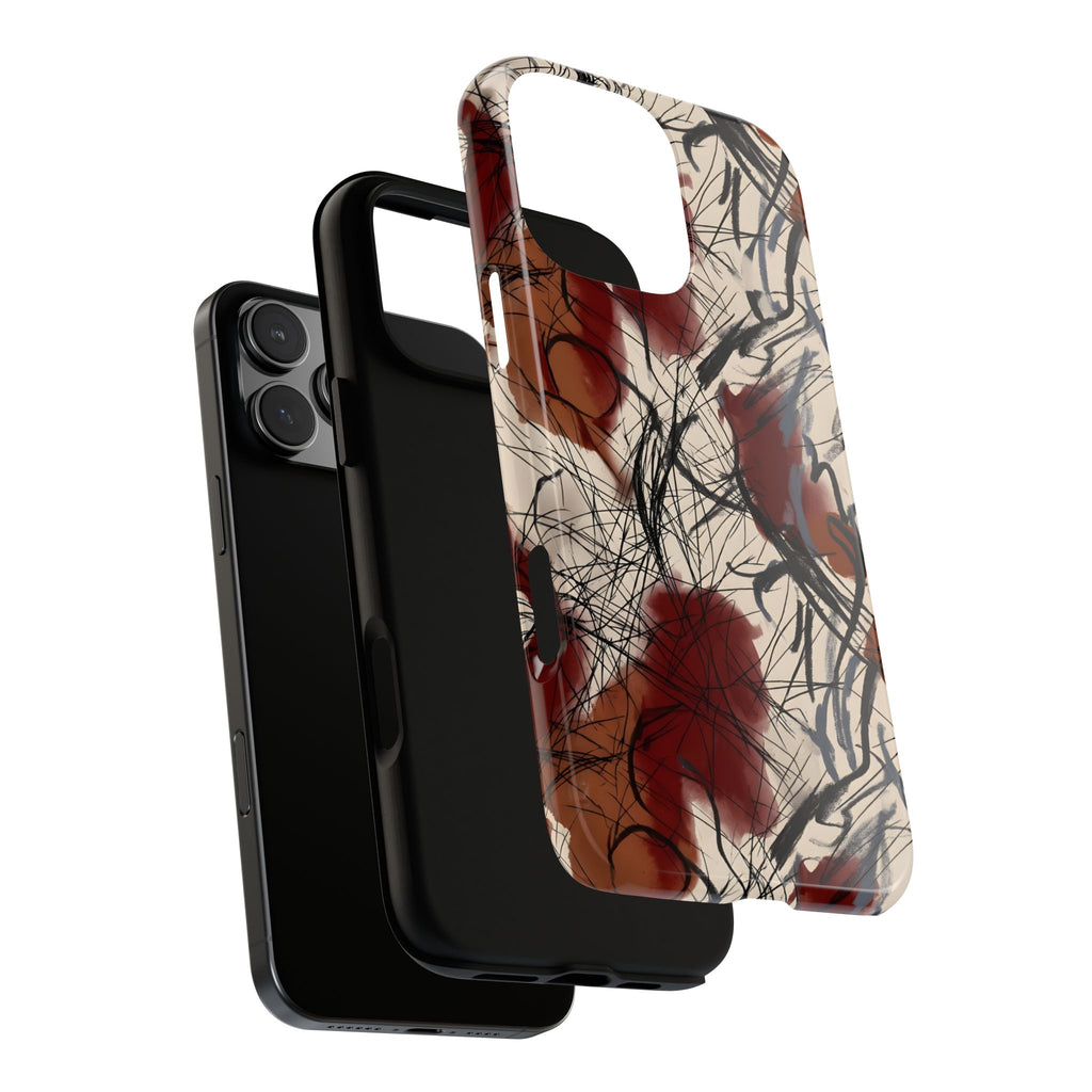 Visceral Threads Abstract Line Art Tough Phone Case | Edgy Modern Aesthetic