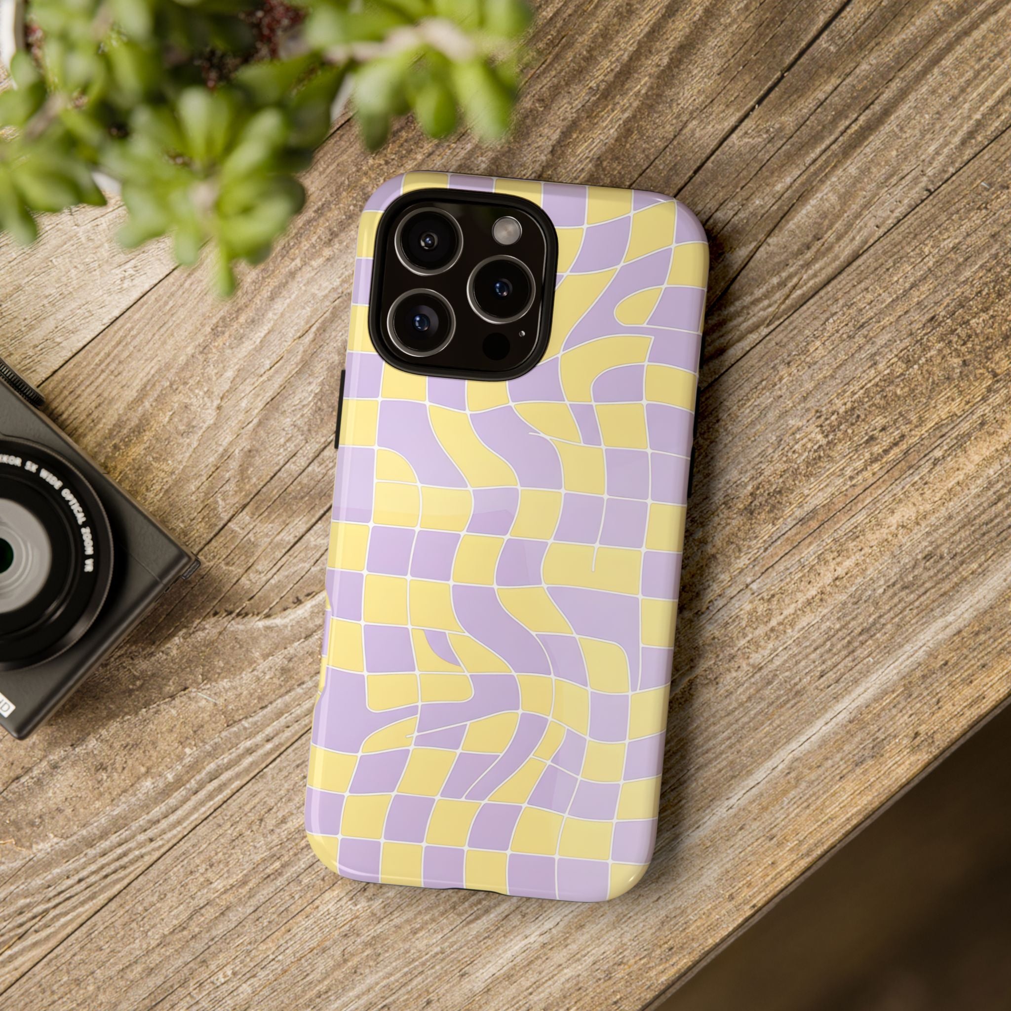 Warped Pastel Checkerboard Tough Phone Case | Wavy Pastel Aesthetic